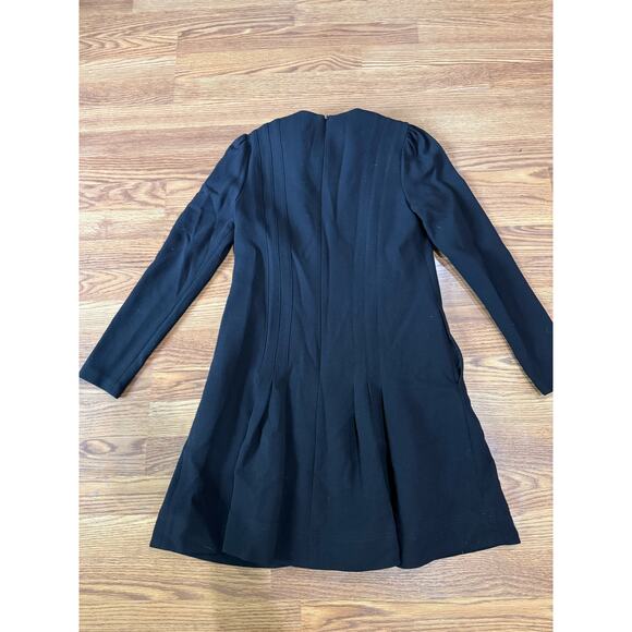 Lela Rose classy black long sleeve wool blend flounced hem tunic dress size 0 - Picture 15 of 16